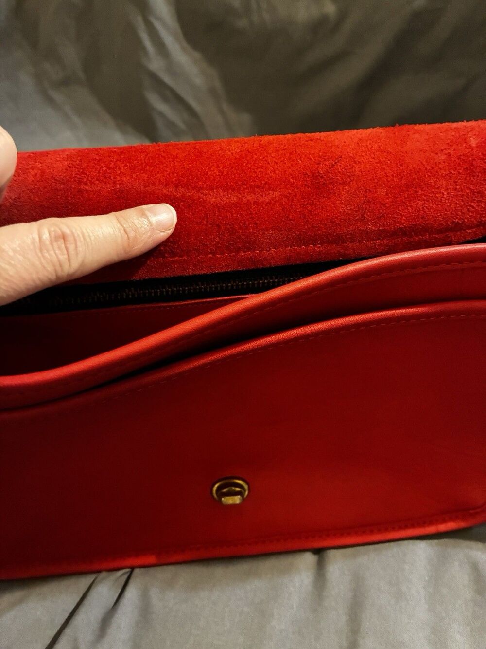 Vintage 1980s Coach Bag Convertible Clutch 9635 Red Made In NYC - Picture 10 of 16